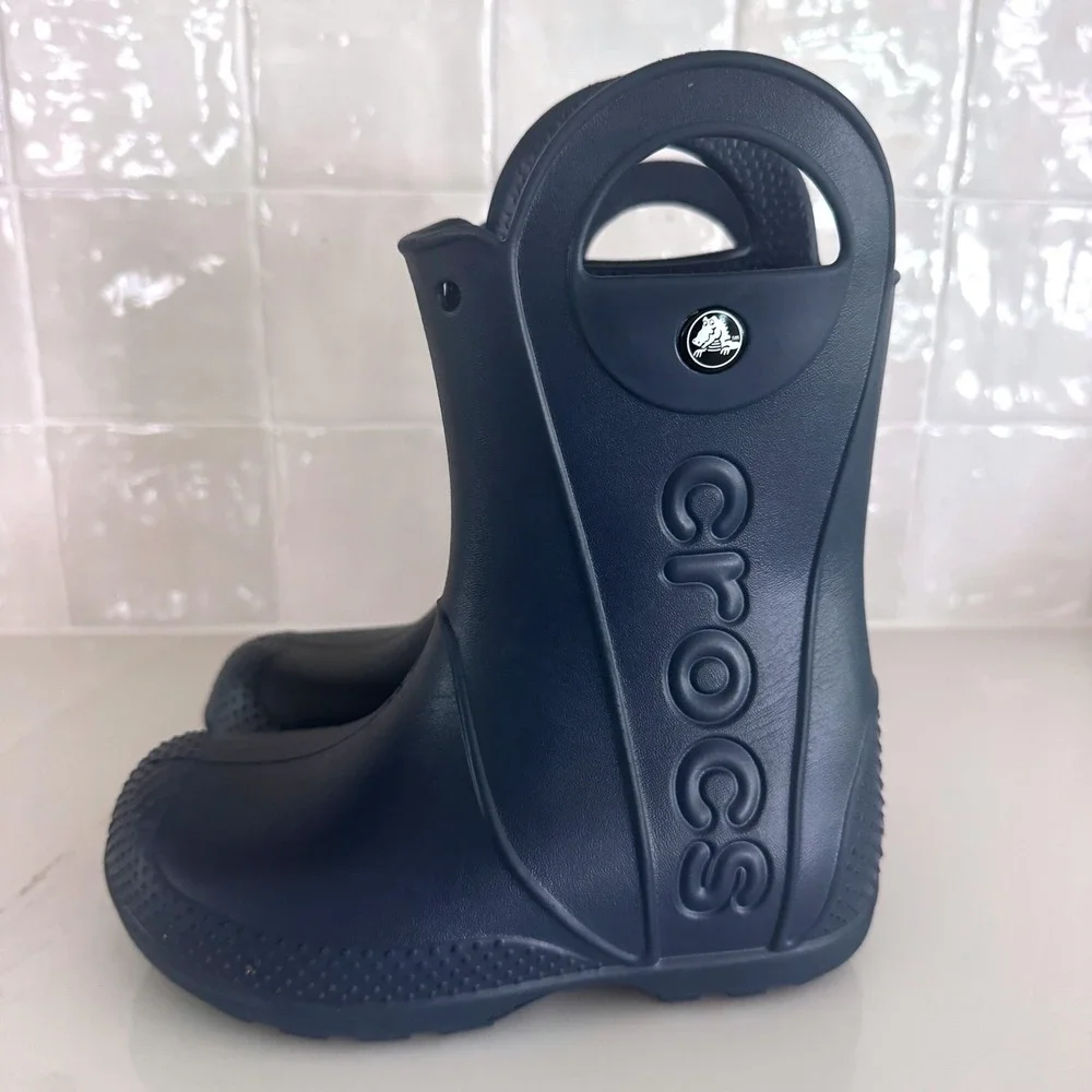 Crocs Handle It Rain Boot Kids C12 Navy Blue Waterproof Lightweight Pull On